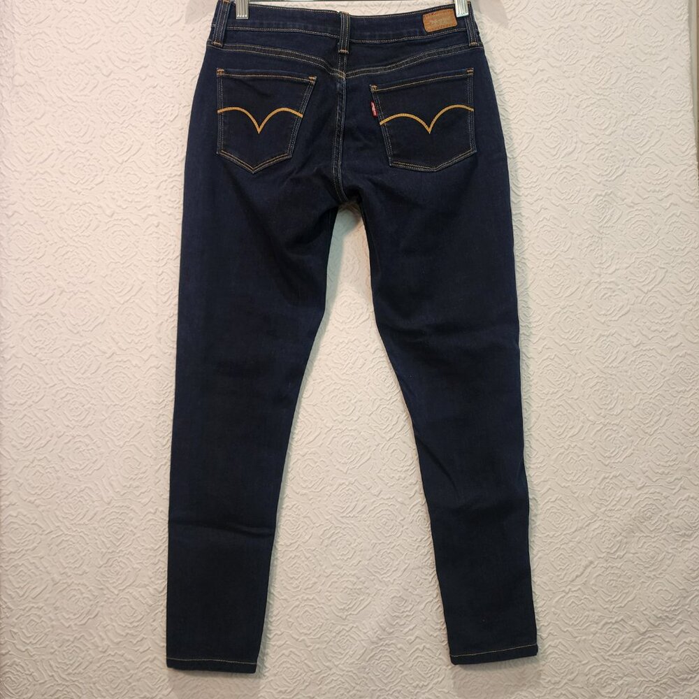 Levi 535 super skinny womens mid rise dark wash stretch 29 x 32 jeans zip&button